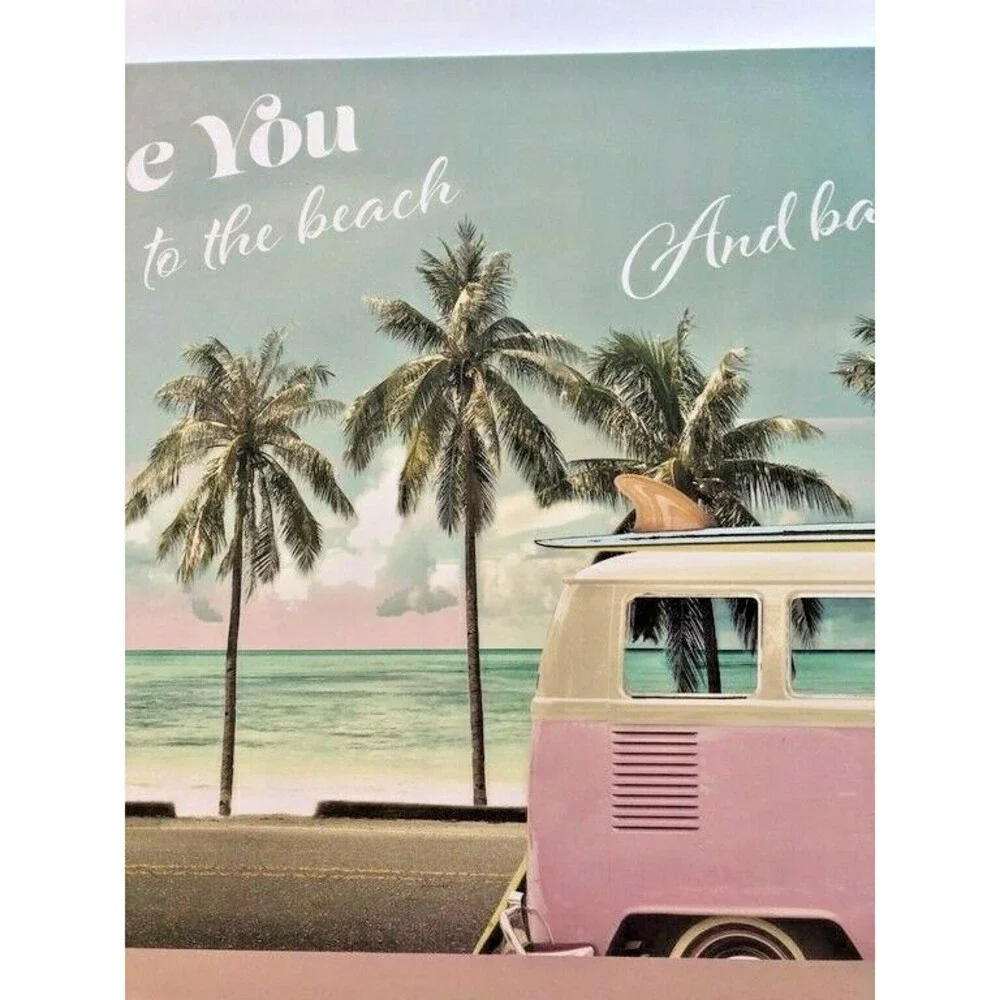 Pink Hippie Bus Placemats Love You to The Beach and Back Foam Back Set of 4